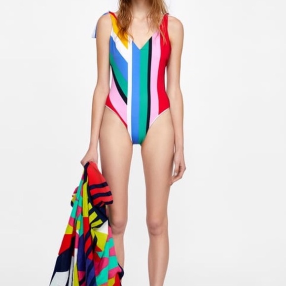 ZARA - Striped Bathing Suit - Picture 2 of 6